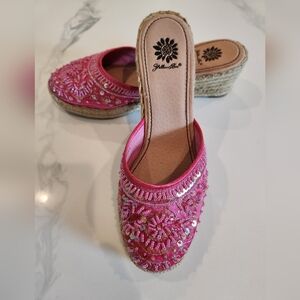 Yellow Box Pink Embellished Mules
